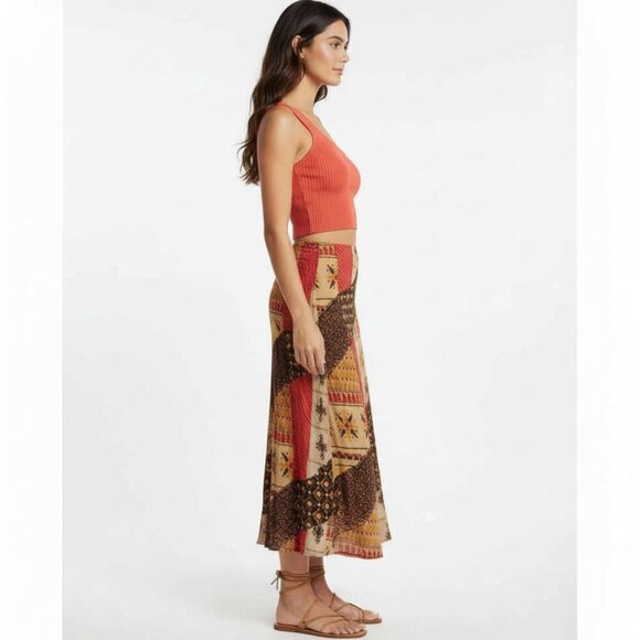 Chico's Vibrant Multi-Color Boho Style Faux Wrap Maxi Skirt Sz 1/M - Picture 3 of 5